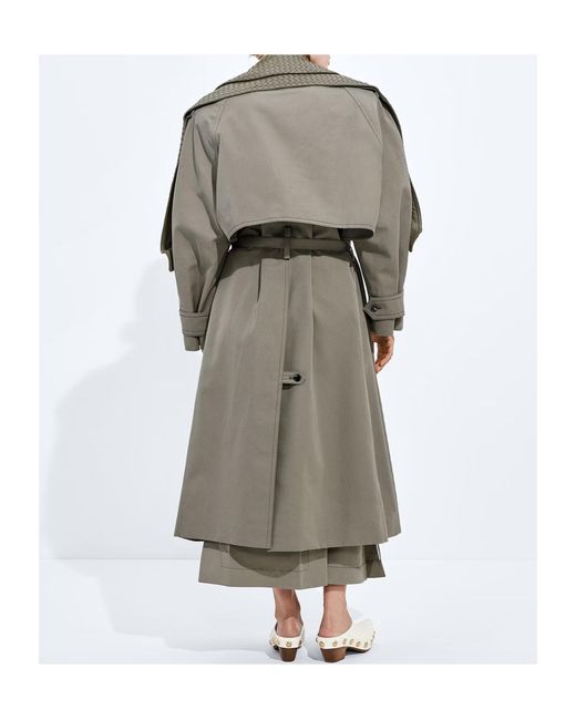 Bottega Veneta Gray Cotton And Silk Gabardine Trench