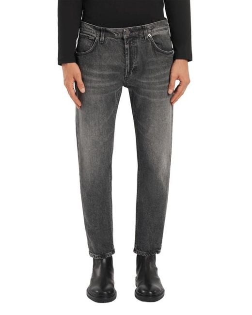 Dondup Gray Button-Fastening Five-Pockets Jeans for men
