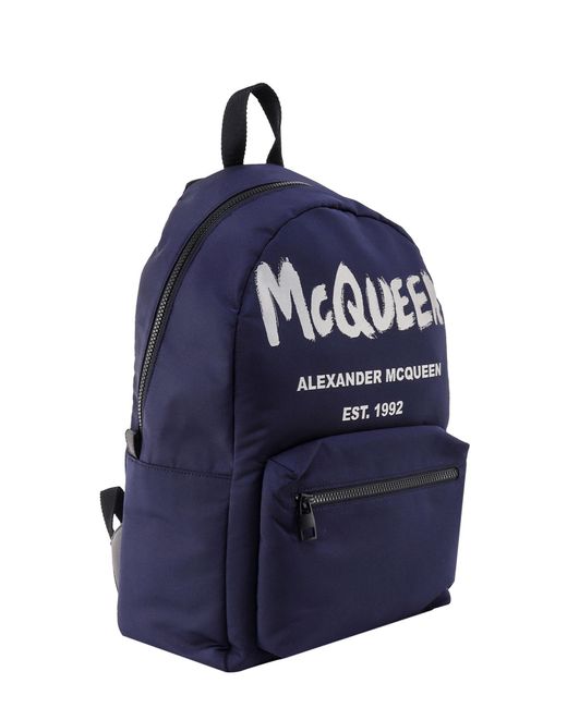 Alexander McQueen Blue Metropolitan Logo-Print Backpack for men