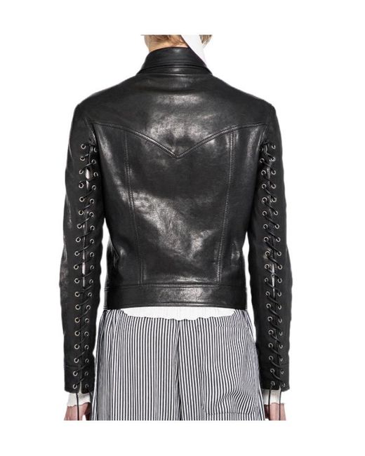 Ann Demeulemeester Black Long-Sleeve Leather Jacket for men