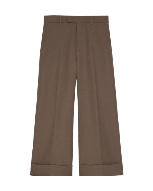 Gucci Brown Wool Gabardine Trousers for men