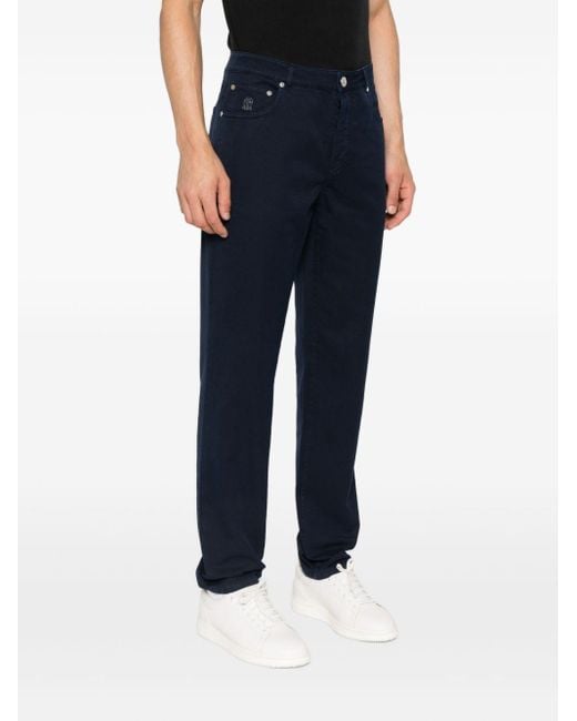 Brunello Cucinelli Blue Cotton Trousers for men
