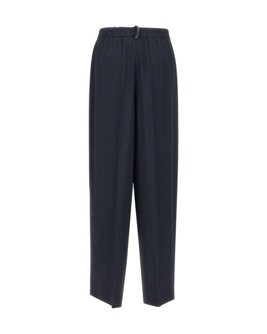 Fabiana Filippi Blue Wide-Leg Crepe Pants