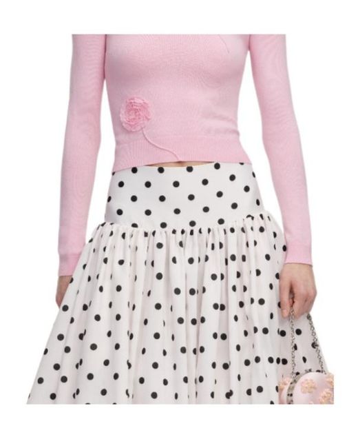 Self-Portrait White Polka-Dot Skirt