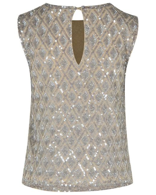 P.A.R.O.S.H. Gray P.A.R.O..H. Sequin Detailed Sleeveless Top