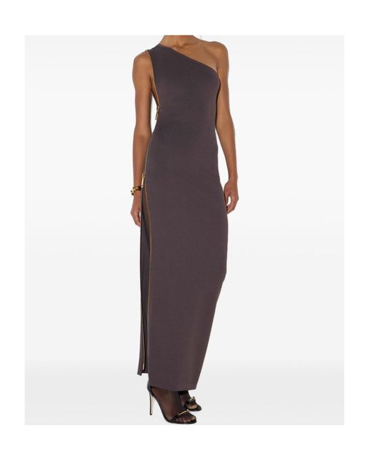 Elisabetta Franchi Purple Carpet Knit Dress With Zip