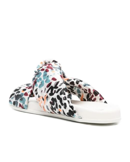Fendi White Printed Silk Sandals