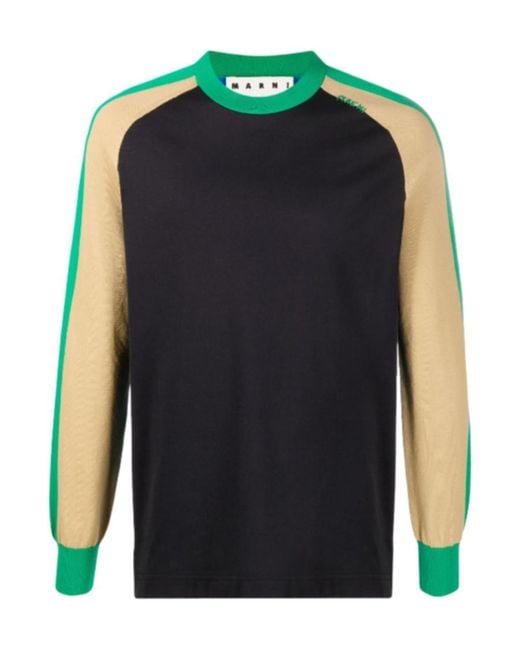 Marni Blue Colour-Block Cotton Sweatshirt for men