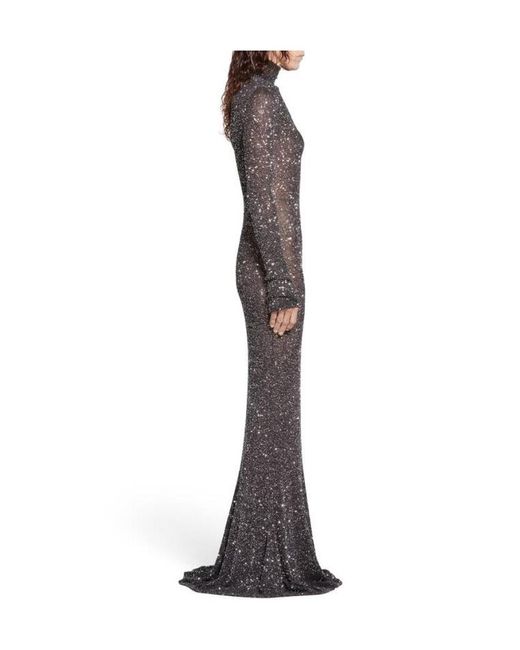 Balenciaga Purple Sequin Embellished Maxi Dress