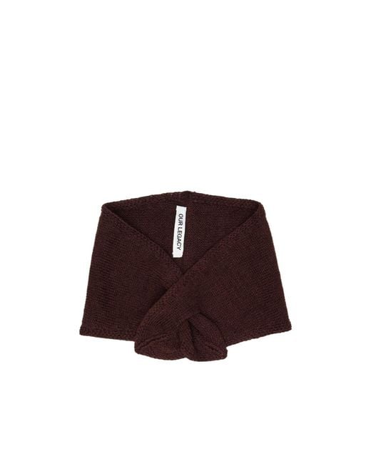 Our Legacy Brown Diamond-Shaped Knitted Mini Scarf for men