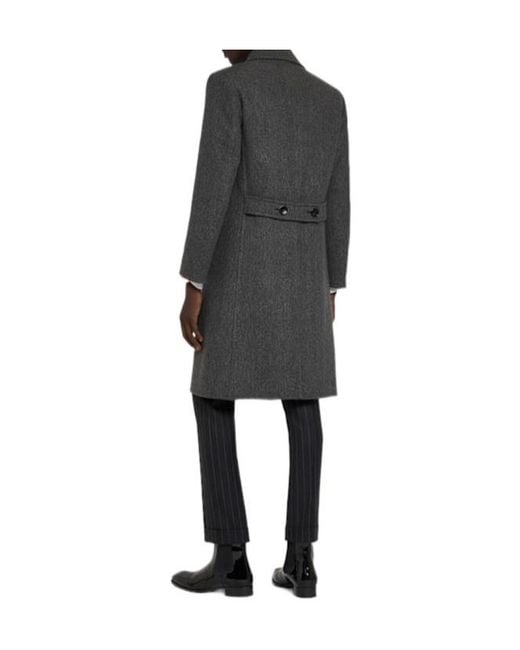Tom Ford Gray Double Breasted Wool Herringbone Coat for men