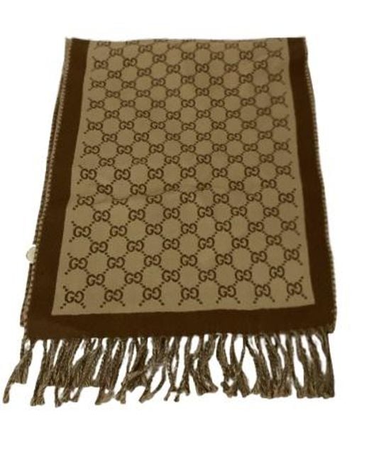 Gucci Natural Gg Wool Scarf