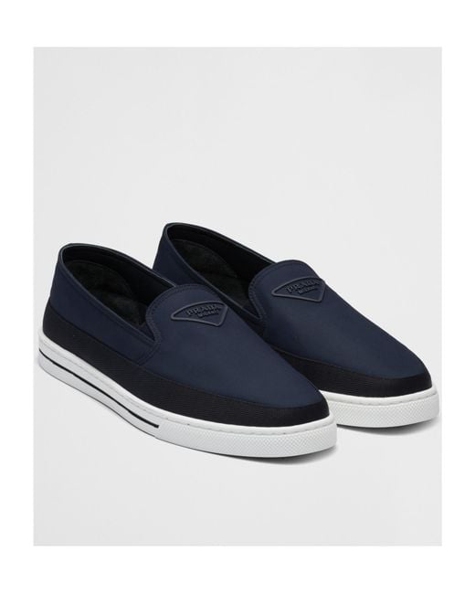 Prada Blue Re-Nylon Slip-On Sneakers for men