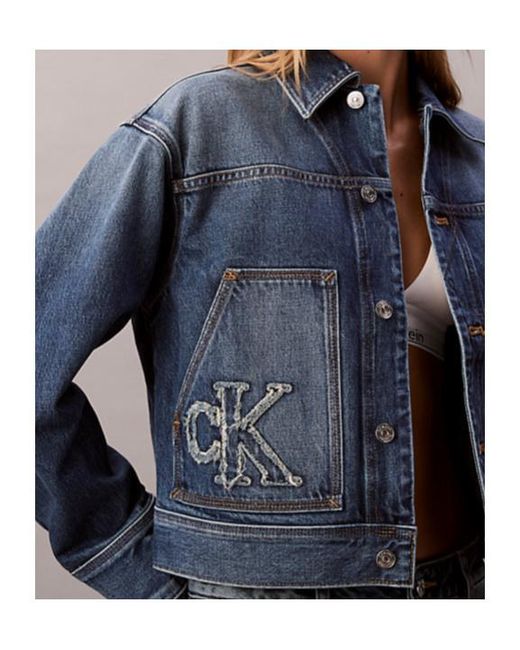 Calvin Klein Blue Workwear Logo-Appliqué Denim Jacket