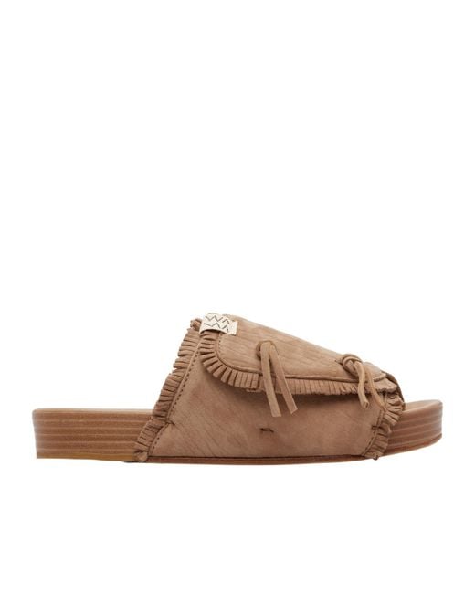 Visvim Brown Christo Shaman-Folk Slippers for men