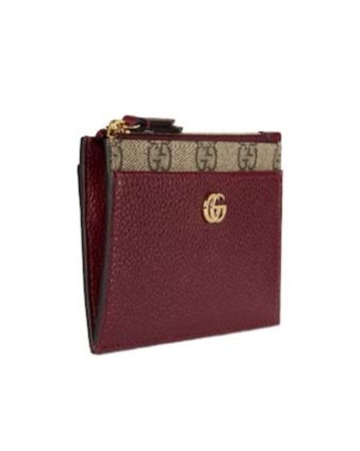Gucci Red Bi-Color Gg Marmont Zip Key Pouch