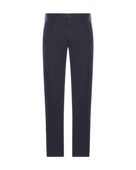Incotex Blue Pleated Chino Trousers for men