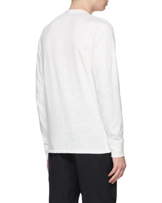 Rag & Bone White Round Slit Collar Long-Sleeved T-Shirt for men