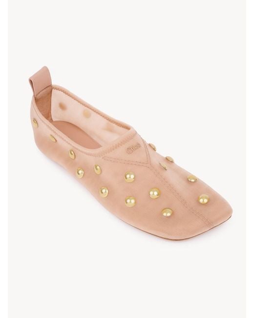 Chloé Pink Chloé Rita Studded Slip-On Flats