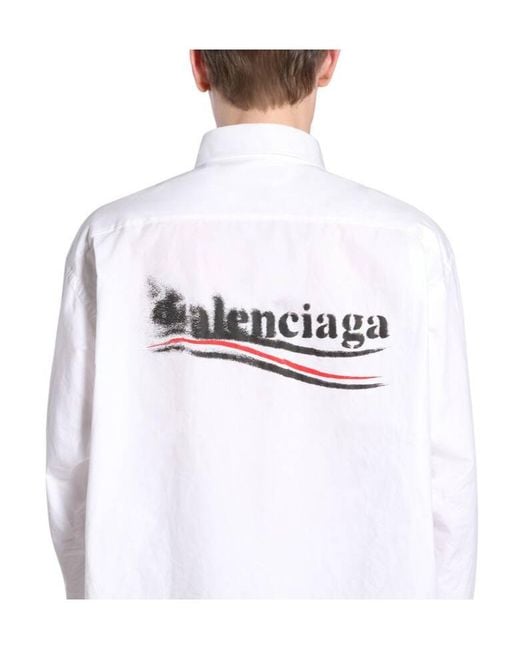 Balenciaga White Political Stencil Large Fit Shirt for men