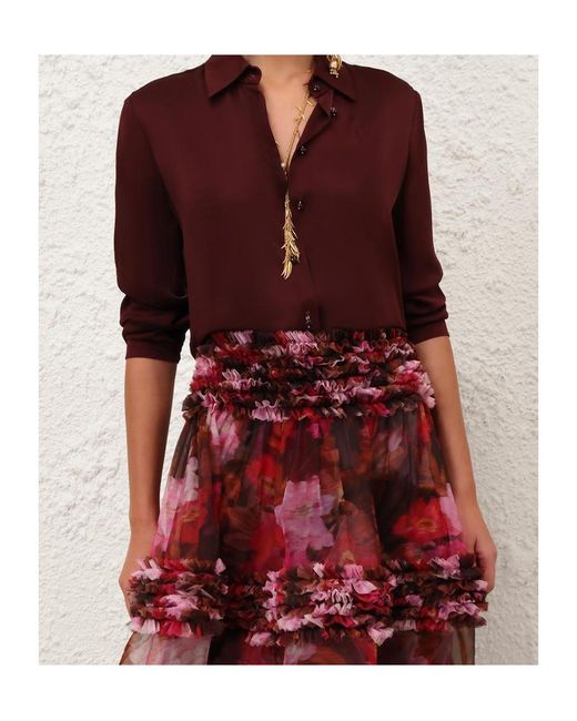 Zimmermann Purple Luna Satin Shirt