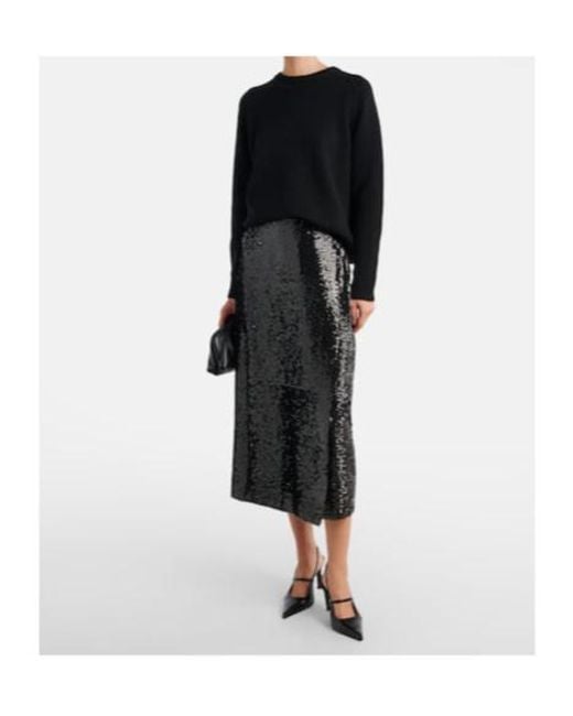 Emilia Wickstead Black Sequined Pencil Skirt