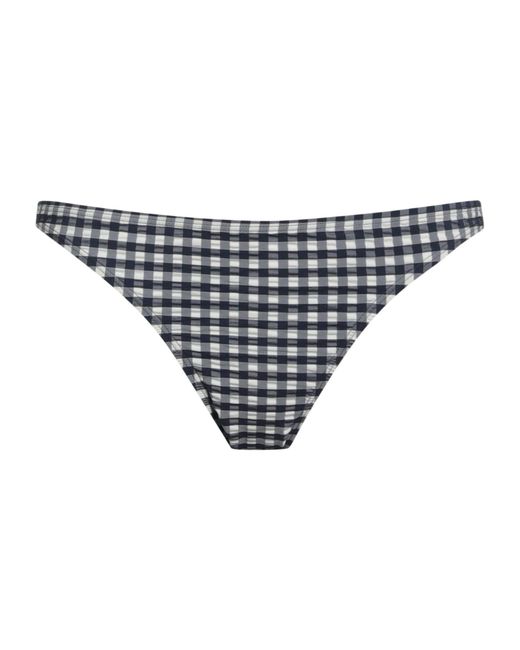 Tory Burch Blue Two-Tone Plaid Bikini Bottom