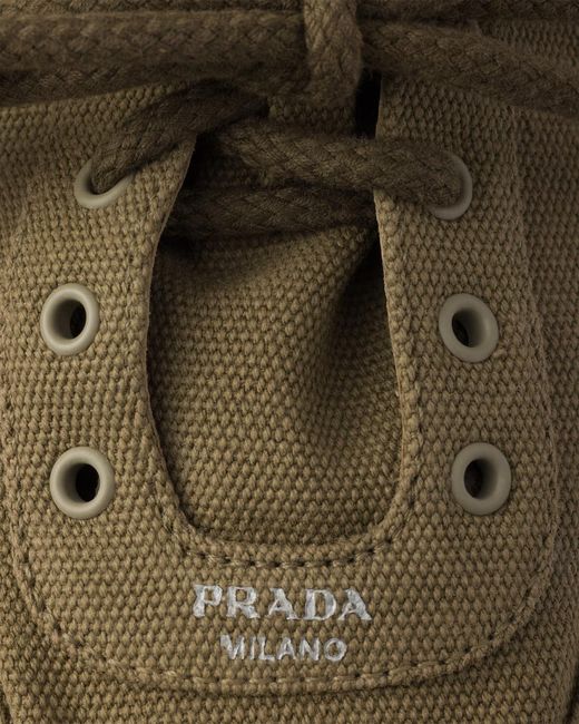 Prada Green Collapse Lace-Up Sneakers
