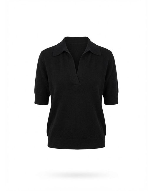 Khaite Black Jo Knitted Polo Top