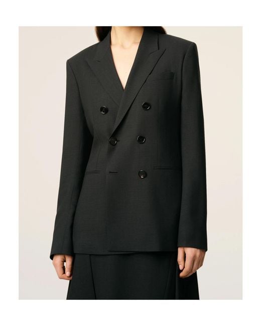 AMI Black Double-Breasted Tailored Blazer