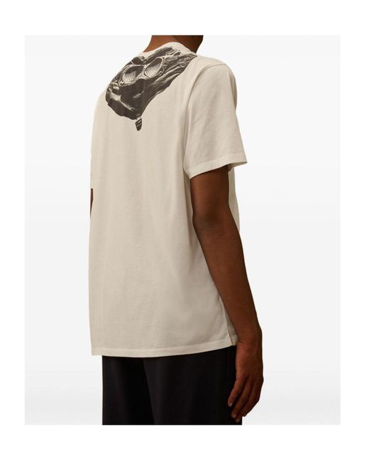 C P Company White Short Sleeved Goggle T-Shirt for men