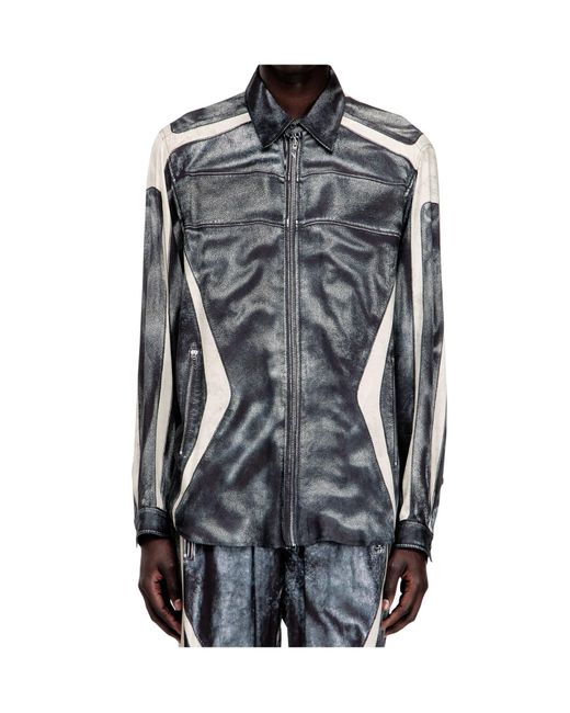 DIESEL Gray Zip-Fastening Printed Shirt for men