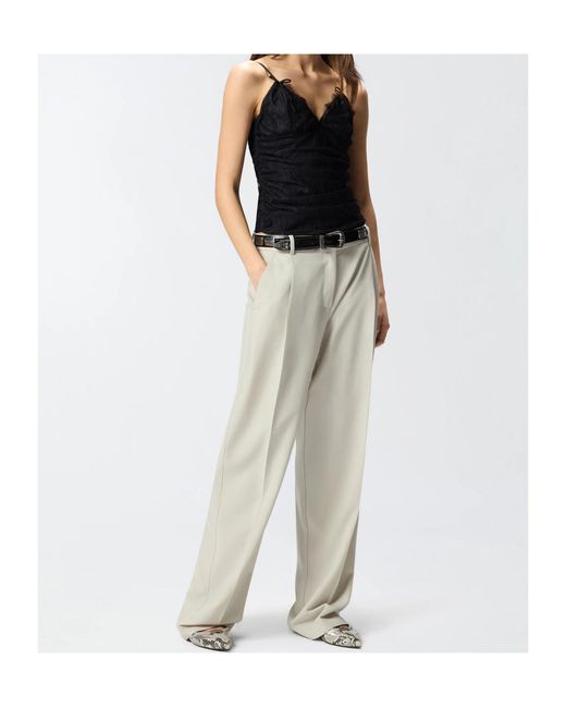 Pinko Black V-Neck Lace Ruched Top