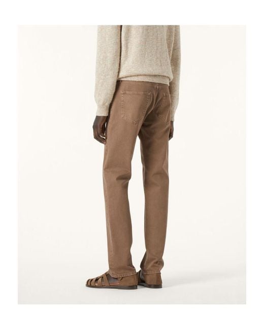Loro Piana Brown Logo Patch Straight-Leg Trousers for men