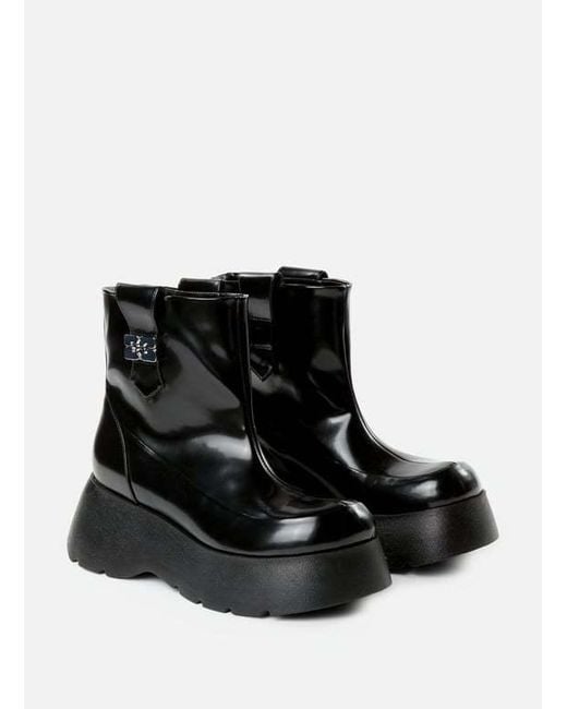 Ganni Black Kat Logo Plaque Ankle Boots