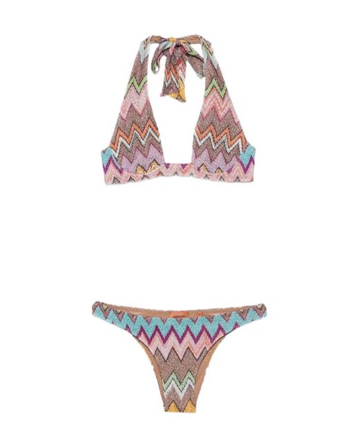 Missoni White Zigzag Halterneck Bikini