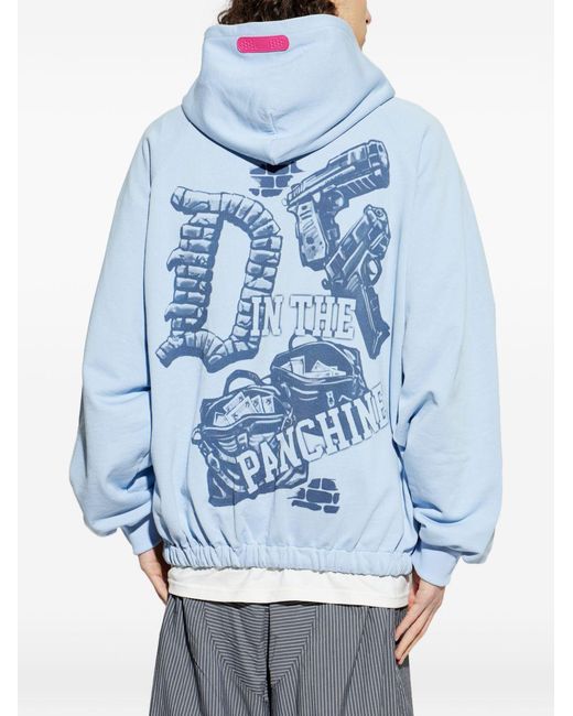 PDF CHANNEL Blue Pdf Graphic Zip-Up Hoodie for men