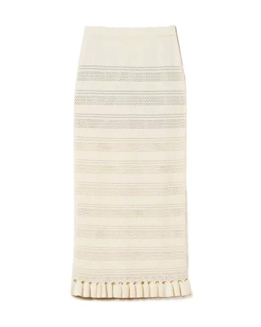 Twinset Natural Ruffle Knitted Midi Skirt