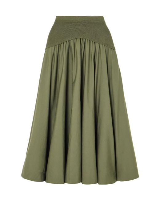 Jonathan Simkhai Green Knitted-Panel Midi Skirt