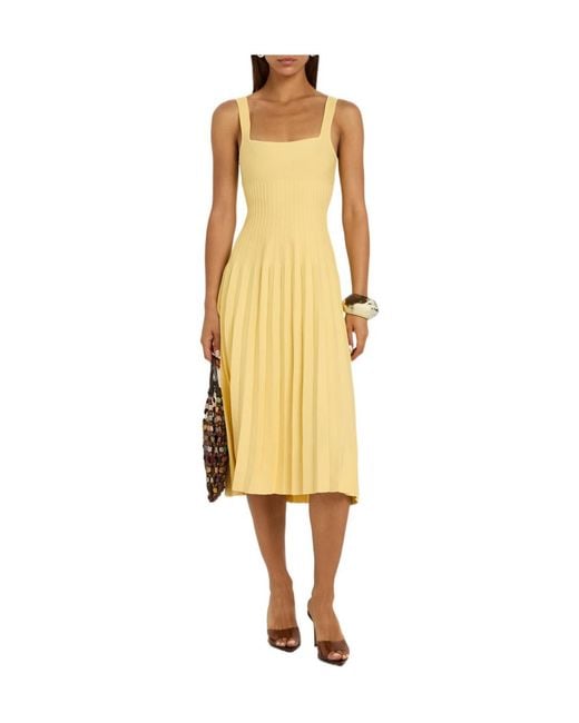 Staud Yellow Knit Midi Dress
