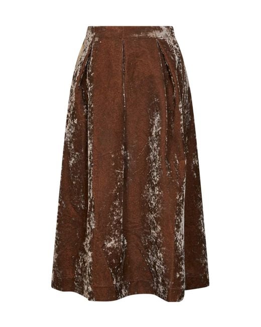 Uma Wang Brown Pleated Skirt