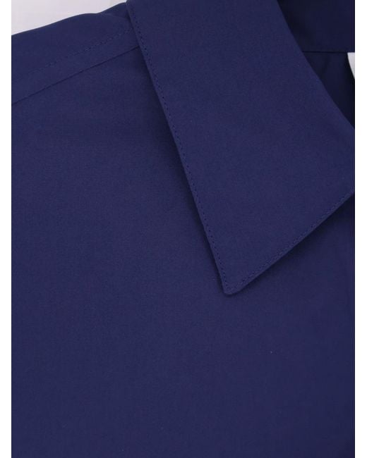 Aspesi Blue Cropped Poplin Shirt
