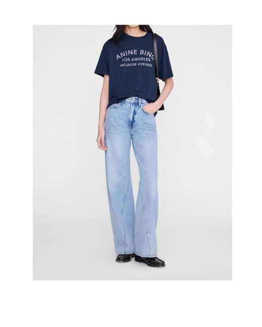 Anine Bing Blue Cade T-Shirt Melrose Stencil