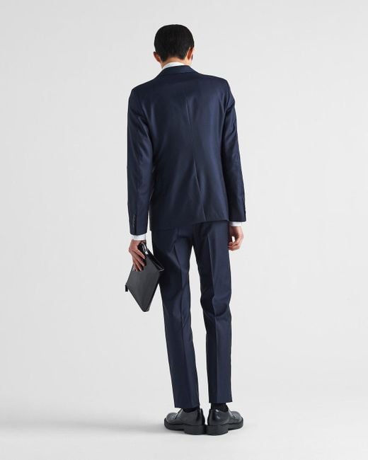 Prada Blue Single-Breasted Wool Suit for men