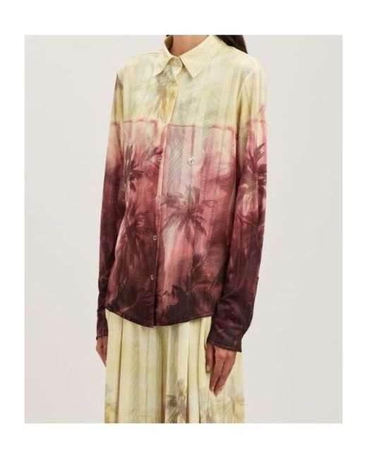 Palm Angels Pink Sunset Palms Mesh Shirt
