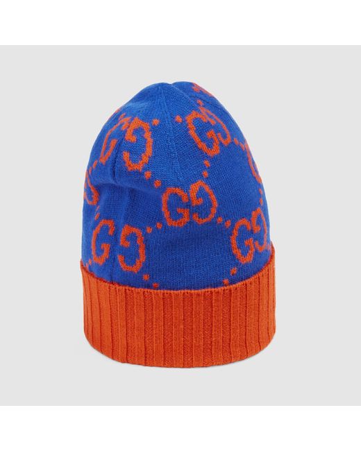 Gucci Blue Gg Knit Wool Hat for men