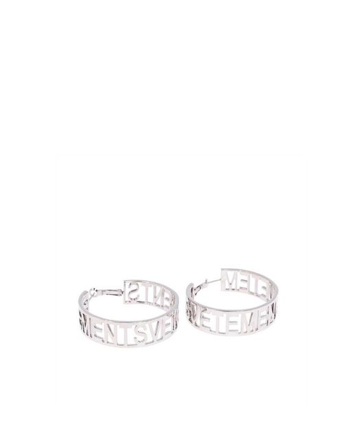 Vetements White Logo Hoop Earrings for men