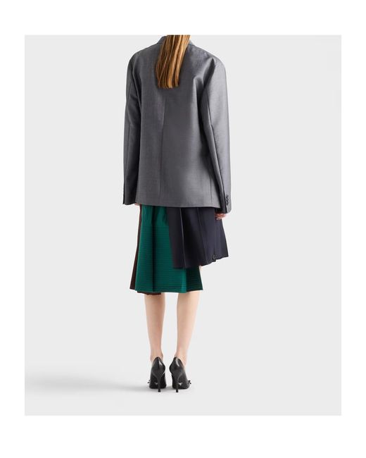 Prada Blue Single-Breasted Kid Mohair Jacket