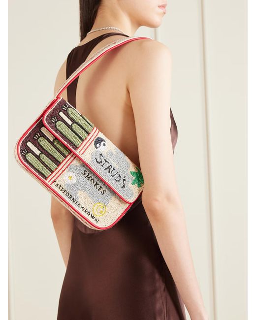 Staud Tommy Beaded Embroidered Shoulder Bag