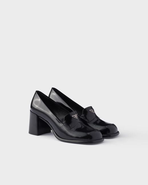 Prada Black Brushed Leather Loafers